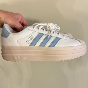 Adidas Women's White and Blue Platform Sneakers